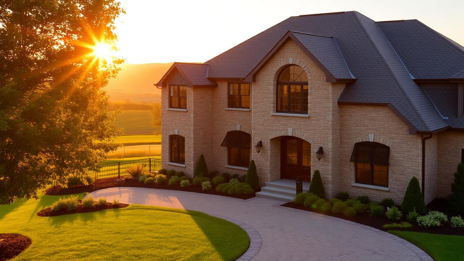 Luxury Lancaster County home at golden hour